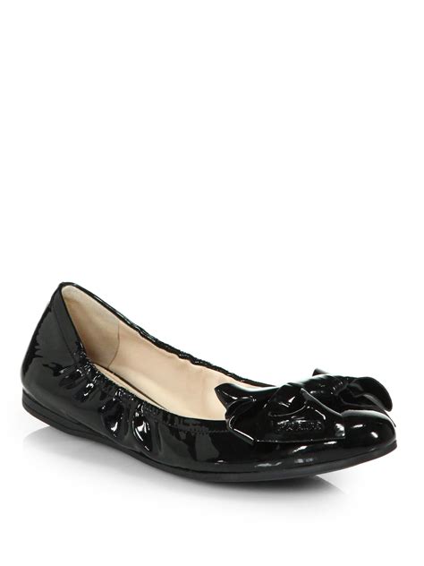 prada patent leather bow flats|Prada Designer Flats for Women .